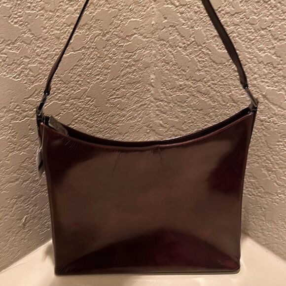Salvatore Ferragamo Structured Shoulder Bag Shiny Brown Classic Minimalist - Picture 1 of 14